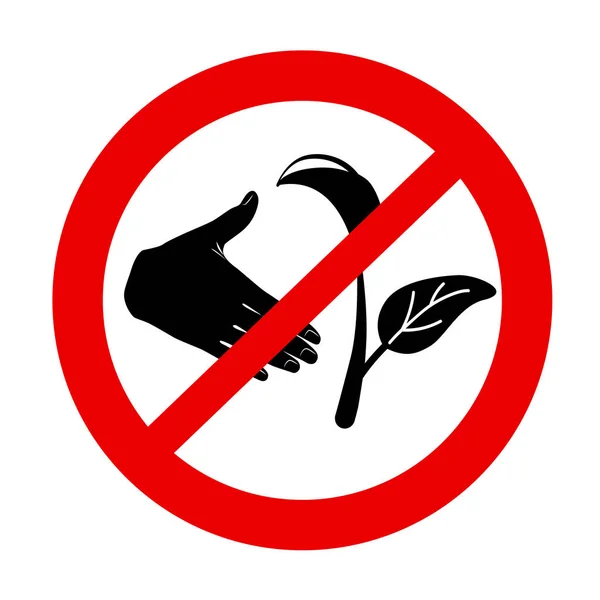 Não arranque fábricas sinal vermelho proibido. Nenhum ícone de vetor de flores de colheita isolado no fundo branco. Não brotes, aviso informativo. proibida de remover, retirar ramos — Vetor de Stock
