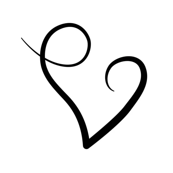 Signe de ligne de coeur dessiné à la main pour carte de vœux. Logo vectoriel d'amour écrit à la main design. Calligraphie en lettre V. Icône de lettrage pour la Saint Valentin. Invitation romantique isolée sur fond blanc — Image vectorielle