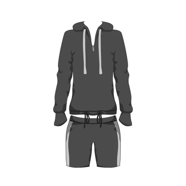 Sport Outfit Suit Template, Running Gym Sportwear, Tracksuit Γυμναστήριο hoody και σορτς. Σύντομη Unisex αθλητικών ενδυμάτων Σετ για την κατάρτιση, τρέχει. Διανυσματικό απομονωμένο σχέδιο σε λευκό φόντο — Διανυσματικό Αρχείο