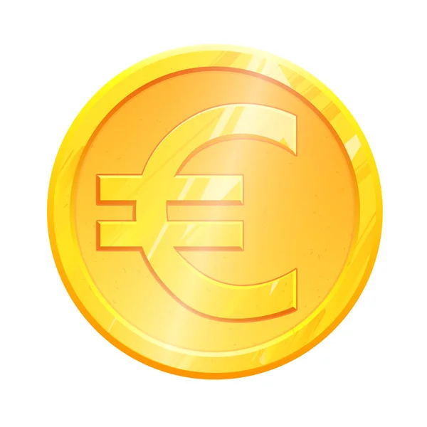 Zlatý symbol euromince na bílém pozadí. Koncept finančních investic. Směnárna Evropská měna Ilustrace peněžního bankovnictví. Příjmy z podnikání. Finanční znamení akciový trh — Stockový vektor