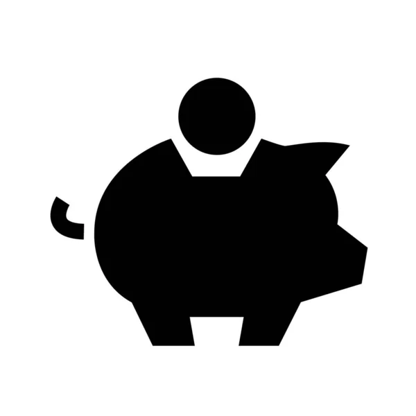 Schwarze Sparschweine als Symbol. Bankenkonzept. Geld sparen. Zeichen wirtschaftlichen Wachstums. Bareinkünfte, Investitionen. Heimatbudget. Geld verdienen. Glyph Sparkassenvektor, isoliert auf weißem Hintergrund — Stockvektor