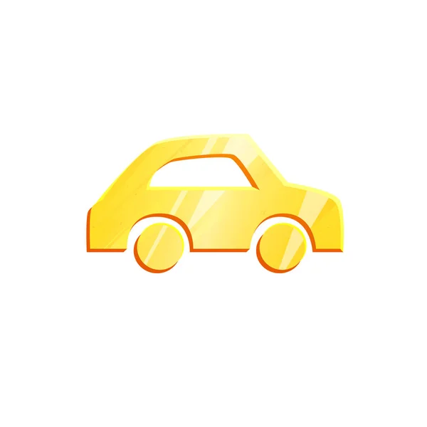 Icono de oro del coche aislado sobre fondo blanco. Logotipo de metal del automóvil para el diseño de aplicaciones móviles. Viaje Pictograma simple. Transporte Elemento gráfico para interfaz vectorial — Vector de stock