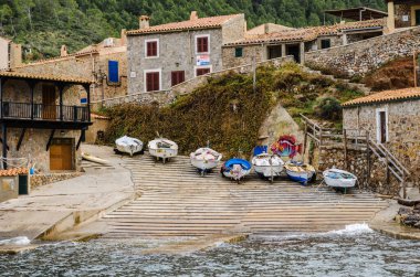 Port de valldemossa deniz manzarası, Mayorka, Balear adaları, İspanya