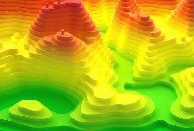 3D topografik harita illüstrasyon