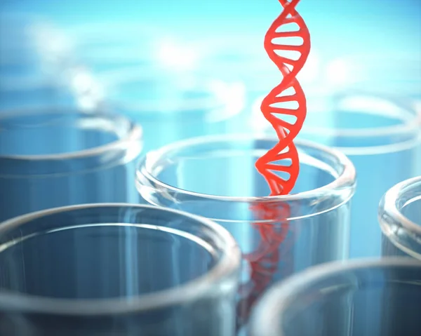 Красная пробирка ДНК — стоковое фото