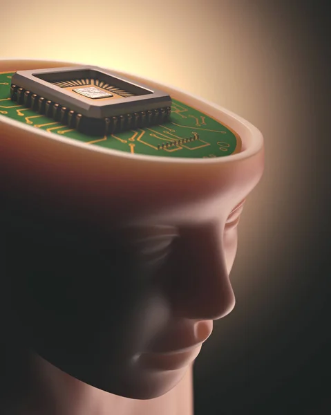 Microchip cerebrale di intelligenza artificiale — Foto Stock