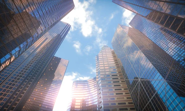 Modern binalar perspektif görünüm — Stok fotoğraf