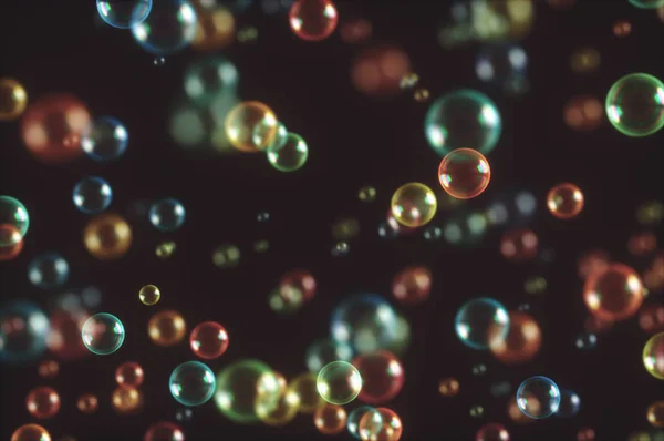 Burbujas de jabón Fondo oscuro — Foto de Stock
