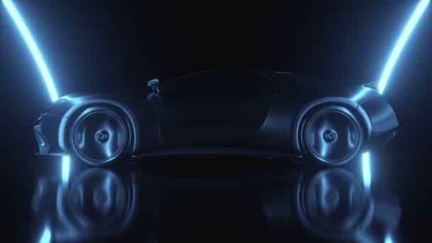 Bezešvé Smyčkové Pohybové Grafiky Imaginární Sportovní Auto Modelované Vytvořené Pomocí — Stock video