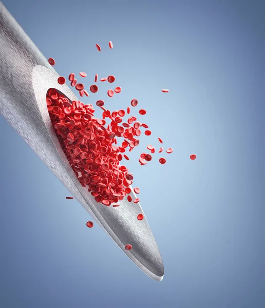 Injektion roter Blutkörperchen mit Schneideweg — Stockfoto