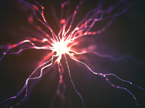 Immagine Concettuale Neurone Energizzato Con Carica Elettrica Concetto Scienza Ricerca — Foto Stock