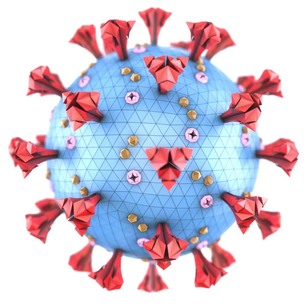 Covid Coronavirus 在哺乳动物和鸟类中引起疾病的一组病毒 在人类中 这种病毒会导致呼吸道感染 3D说明 — 图库照片
