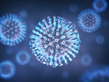 Conceptual illustrative virus. Image of a virus, pathogen with a generic virus form. 3D illustration. clipart