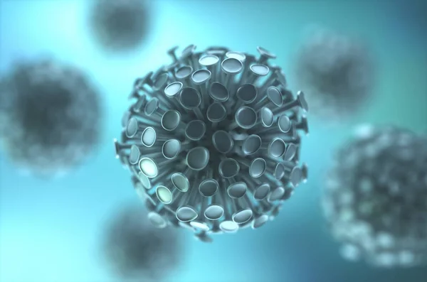 概念的なイラストウイルス ウイルスのイメージ 一般的なウイルスの形をした病原体 3Dイラスト — ストック写真