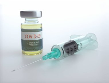 Covid-19, Coronavirus, 2019-nCoV, SARS-CoV-2 aşısının keşfi için kavramsal görüntü.