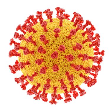 Kırpma yolu içeren virüs kavramsal. Bir virüsün yapısı. Covid-19, Coronavirus, Grip, HIV. Bulaşıcı hastalıkların kavramsal görüntüsü. 3B illüstrasyon.