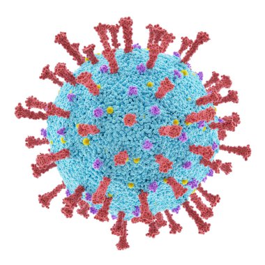 Kırpma yolu içeren virüs kavramsal. Bir virüsün yapısı. Covid-19, Coronavirus, Grip, HIV. Bulaşıcı hastalıkların kavramsal görüntüsü. 3B illüstrasyon.