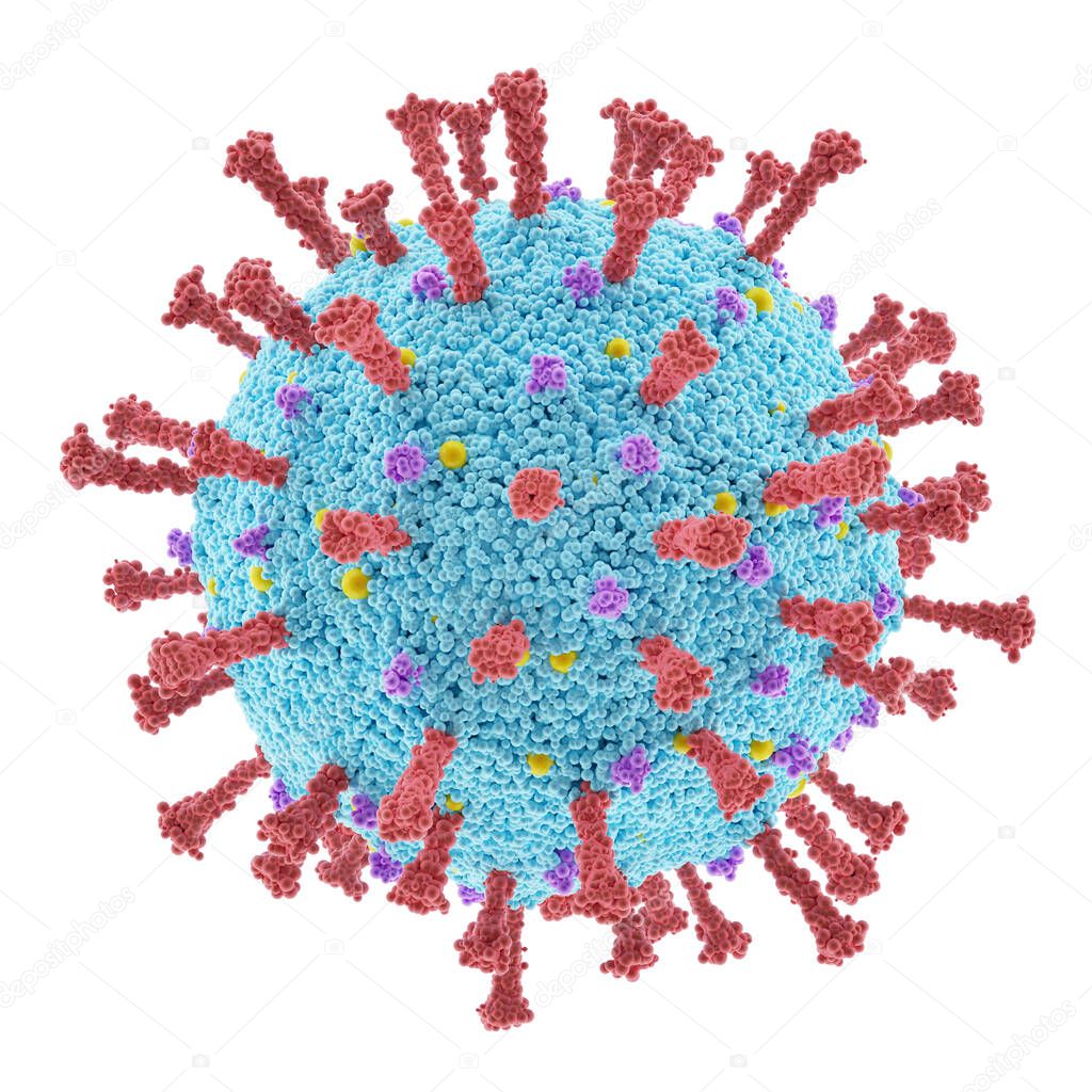 Virus conceptual with clipping path included. The structure of a virus. Covid-19, Coronavirus, Influenza, HIV. Concept image of infectious diseases. 3D illustration.