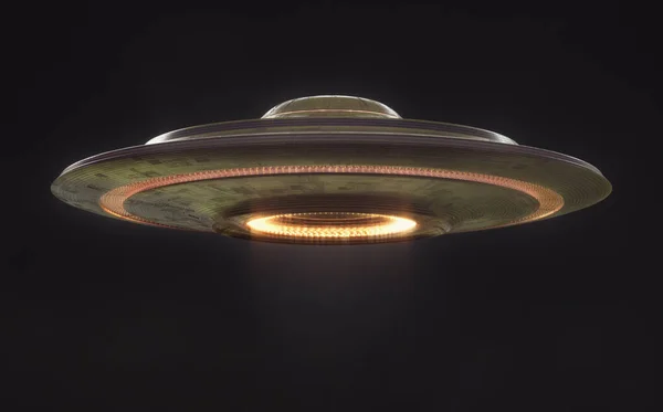 Unidentified flying object UFO with clipping path included. UFO 3D illustration.