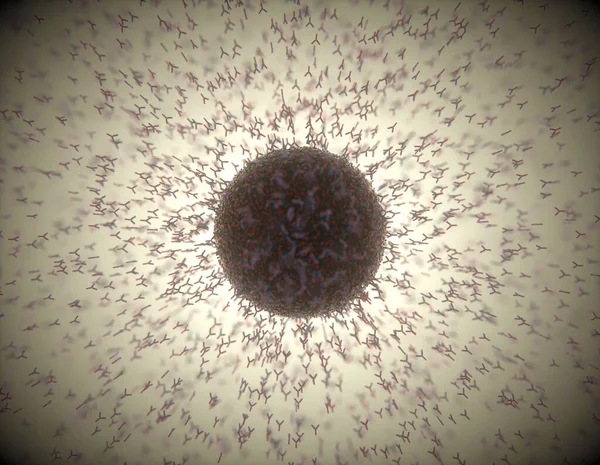 Bağışıklık Sistemi Virüse Saldıran Antikorlar Covid Boyutlu Illüstrasyon Vücudun Savunma — Stok fotoğraf