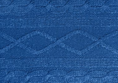 Mavi iplikten örülmüş büyük yün arka plan. Yukarıdan görüntüle.