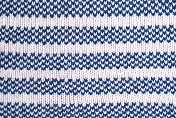 Mavi iplikten örülmüş büyük yün arka plan. Yukarıdan görüntüle.