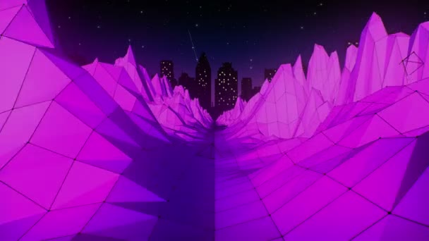 80S Retro Neon City Background Loop — Vídeo de Stock