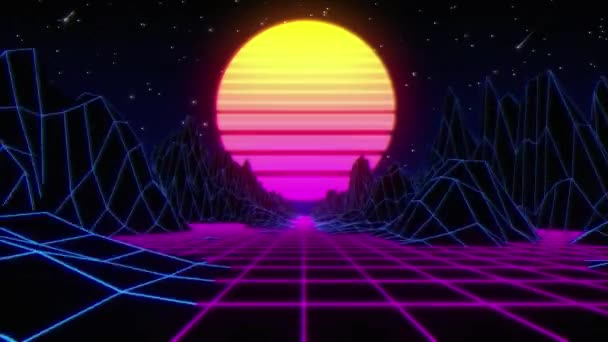 80S Synthwave Retro Background Loop — Vídeo de Stock