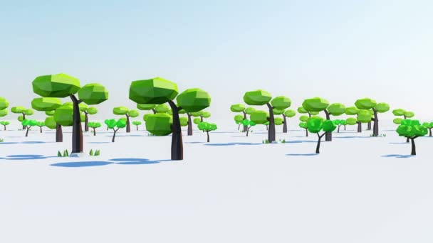 Desenhos Animados Árvore Baixo Polígono Pano Fundo — Vídeo de Stock