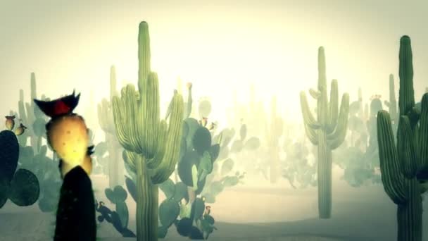 Cactus Lazo Fondo Del Desierto — Vídeo de stock