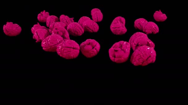 Рожевий Мозок Падає Фон — стокове відео