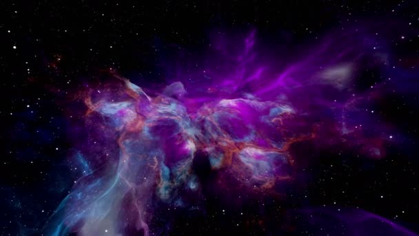 Voando Para Fundo Nebulosa Espacial — Vídeo de Stock
