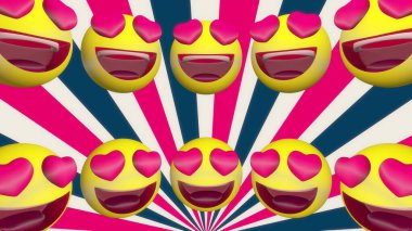 Emoji Tüneli Çizgilerini Sev 3d Render