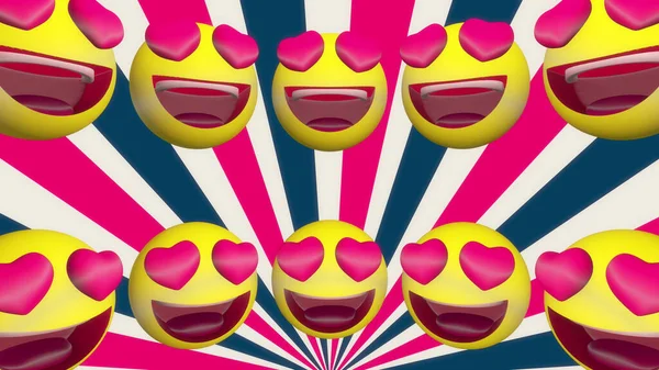Emoji Tüneli Çizgilerini Sev 3d Render
