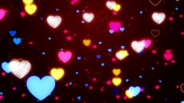 Abstraktní Valentine Neon Hearts Pozadí — Stock fotografie