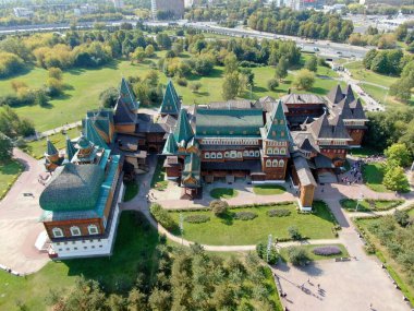 Moskova Rusya 'daki Kolomenskoe Parkı' nın hava görüntüsü