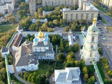 İHA 'dan Moskova' daki Novospassky Manastırı 'na kadar. Hava görünümü