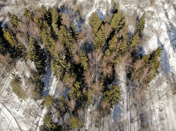 Vista aérea da bela cidade militar de Krasnoznamensk na região de Moscou no inverno no dia ensolarado — Fotografia de Stock