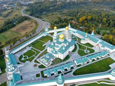 Novoierushim Manastırı 'nın hava manzarası. Rusya 'nın seyahat için harika yerleri.