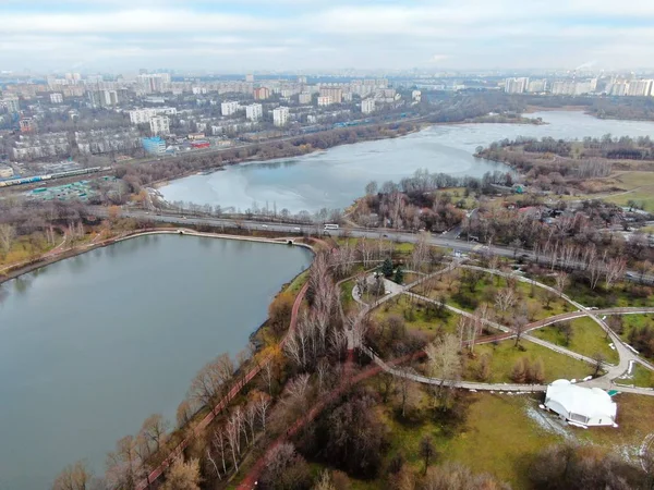 Aerial View Panorama Ancient Historical Building Moscow City Park Autumn — Stock Photo, Image