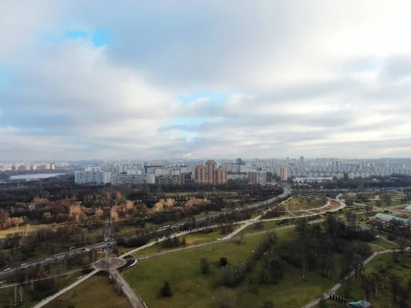 Vista Aérea Panorâmica Rio Parque Cidade Moscou Outono Bela Paisagem — Fotografia de Stock