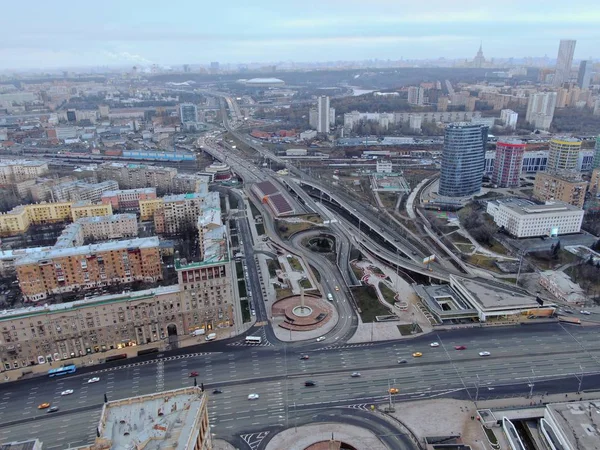 Vista Aérea Edifícios Altos Modernos Centro Negócios Cidade Moscou Aterro — Fotografia de Stock