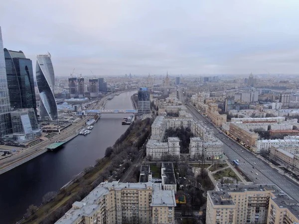 Luchtfoto Van Moderne Hoogbouw Van Het Zakencentrum Moskou City Aan — Stockfoto