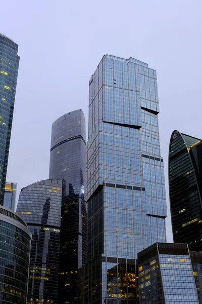 Tours Centres Affaires Modernes Grande Hauteur Verre Béton Sur Fond — Photo