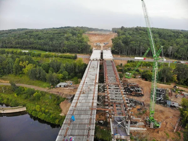 Merkez çevre yolu Ckad 'ın köprü inşaatının havadan görüntüsü