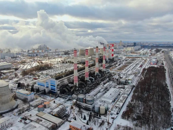 Aerial View Ecology Big City Pipes Plant Contaminate Nature Environmental — 스톡 사진