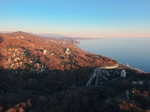 Uitzicht Vanuit Lucht Een Prachtig Panorama Vanaf Drone Aan Zeekust — Stockfoto