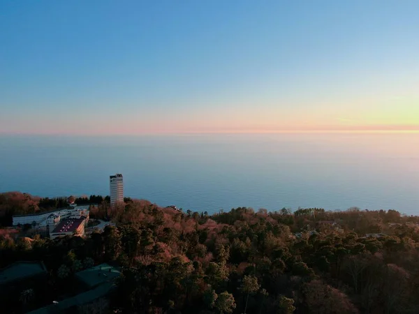 Uitzicht Vanuit Lucht Een Prachtig Panorama Vanaf Drone Aan Zeekust — Stockfoto