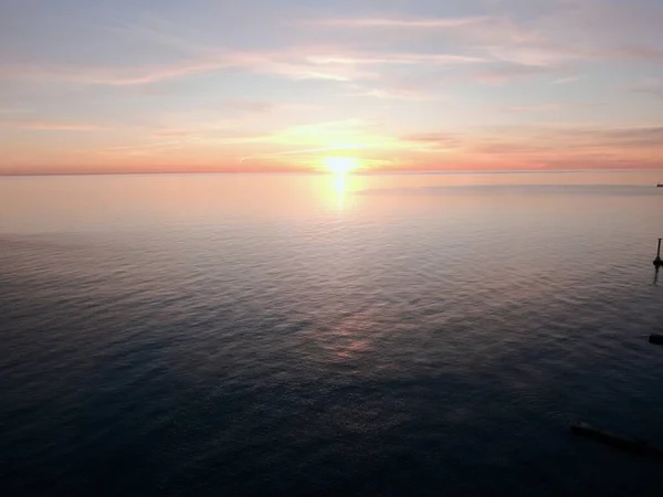 Вид Повітря Прекрасний Золотий Захід Сонця Морі Ясний День Красивий — стокове фото