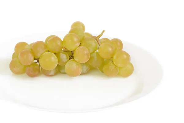 Raisins verts sur une assiette blanche — Photo